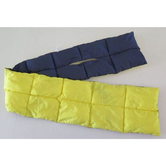 Aerie #674830829 Unisex Yellow/Navy Reversible Pull Through Puffer Scarf - Picture 3 of 4